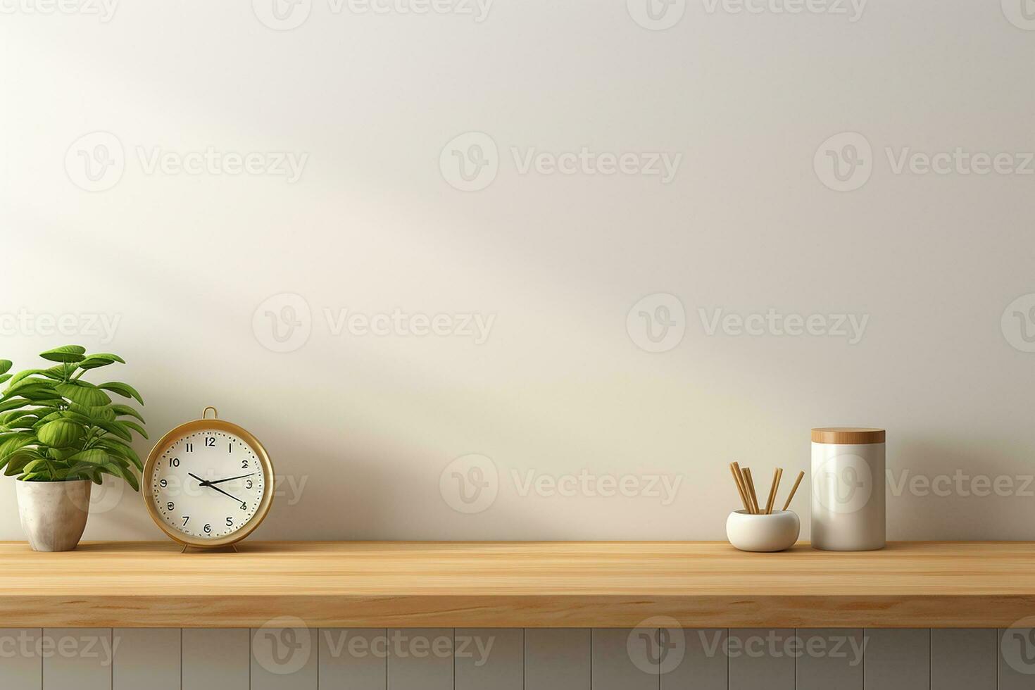 AI generated 3d rendered Minimal style Modern table design with clock photo