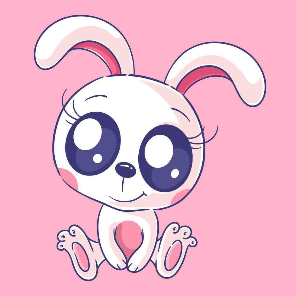 Cute bunny is sitting alone and smiling vector