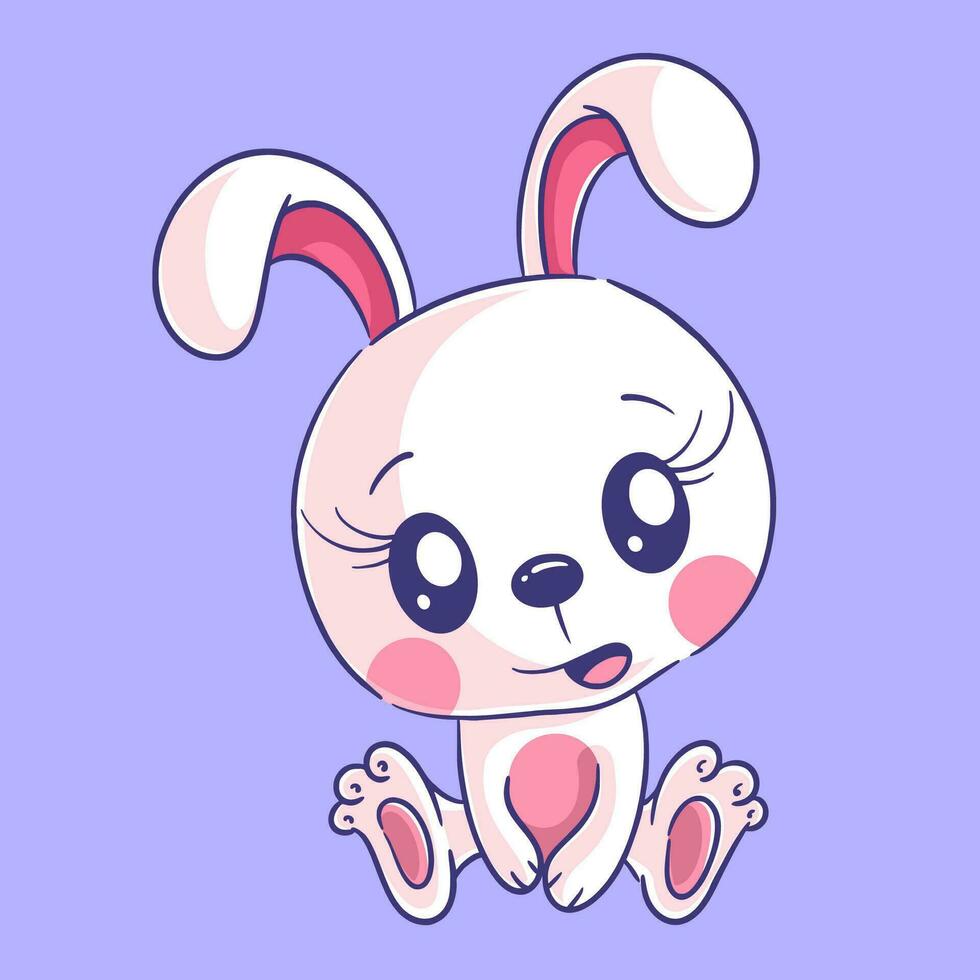 Cute bunny is sitting alone vector