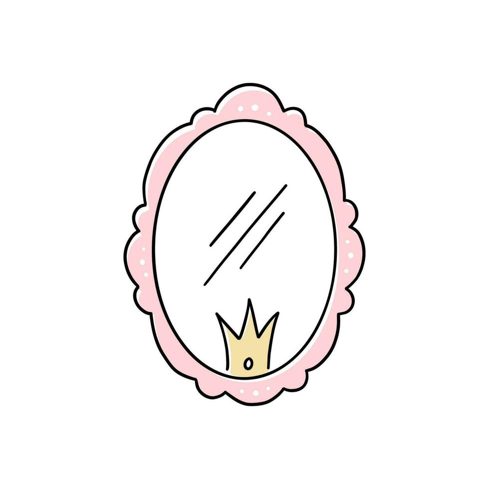 Princess crown mirror doodle frame vector