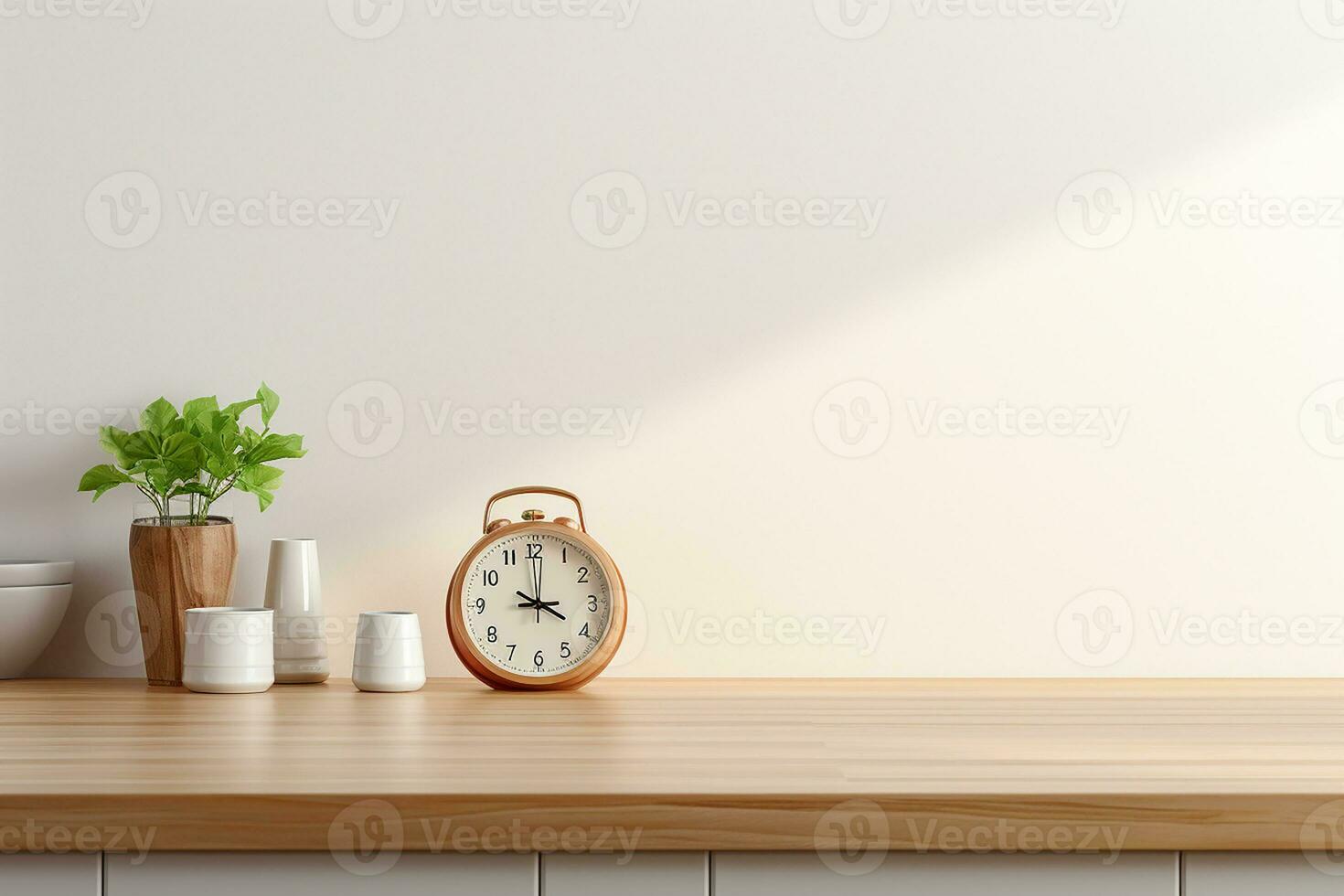 AI generated 3d rendered Minimal style Modern table design with clock photo