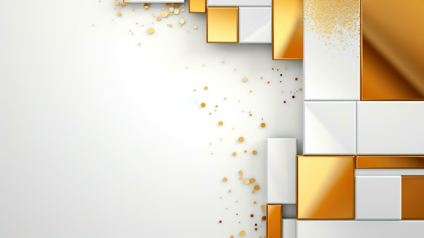 AI generated Abstract pattern with golden figures on a white background and space for text. Generated by artificial intelligence photo