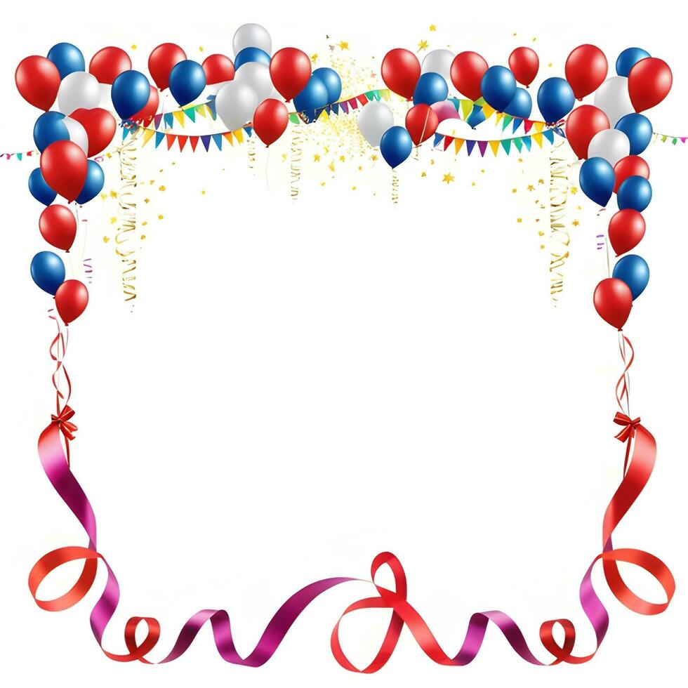 AI generated New Year Border Frame With Colorful Ballon photo