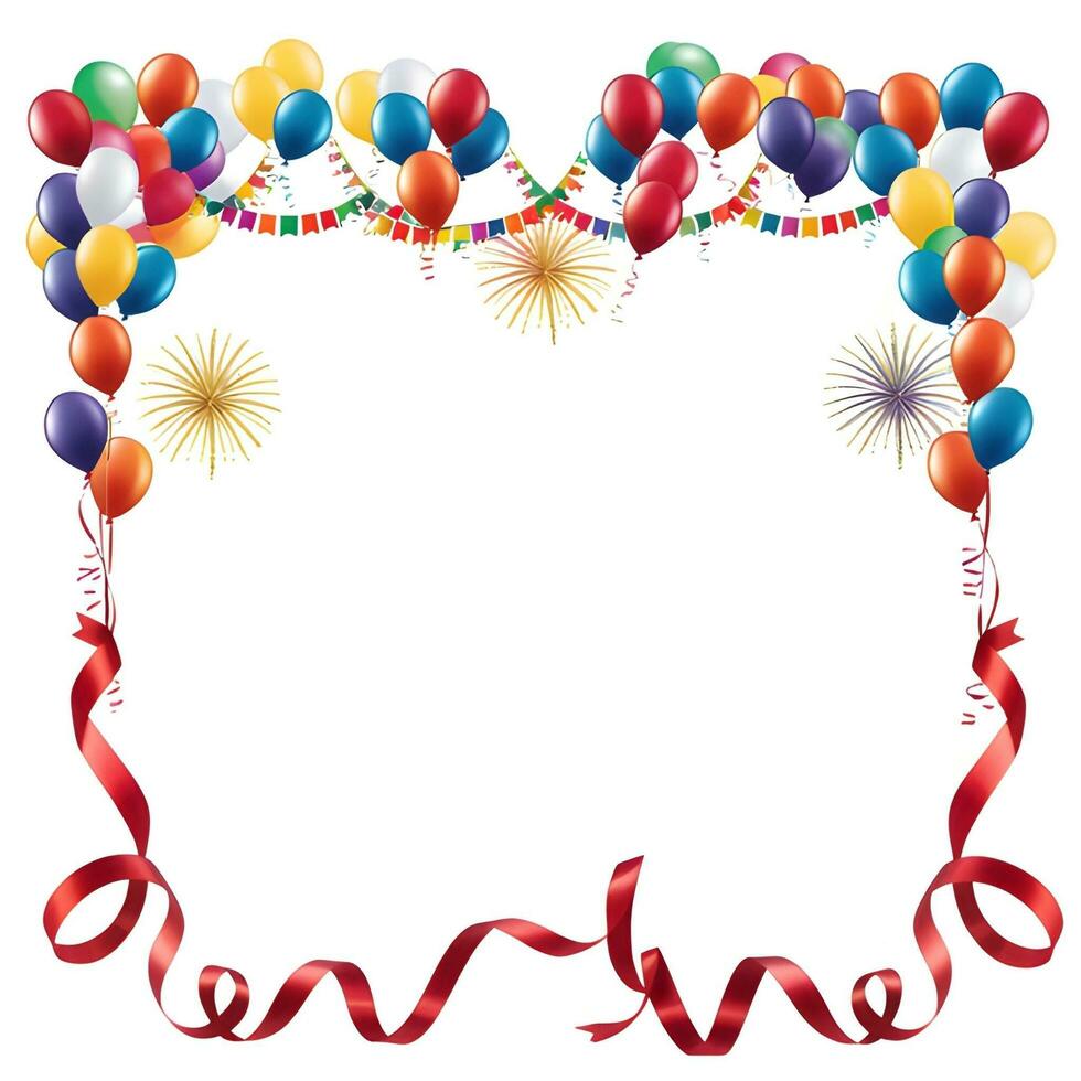 AI generated New Year Border Frame With Colorful Ballon photo