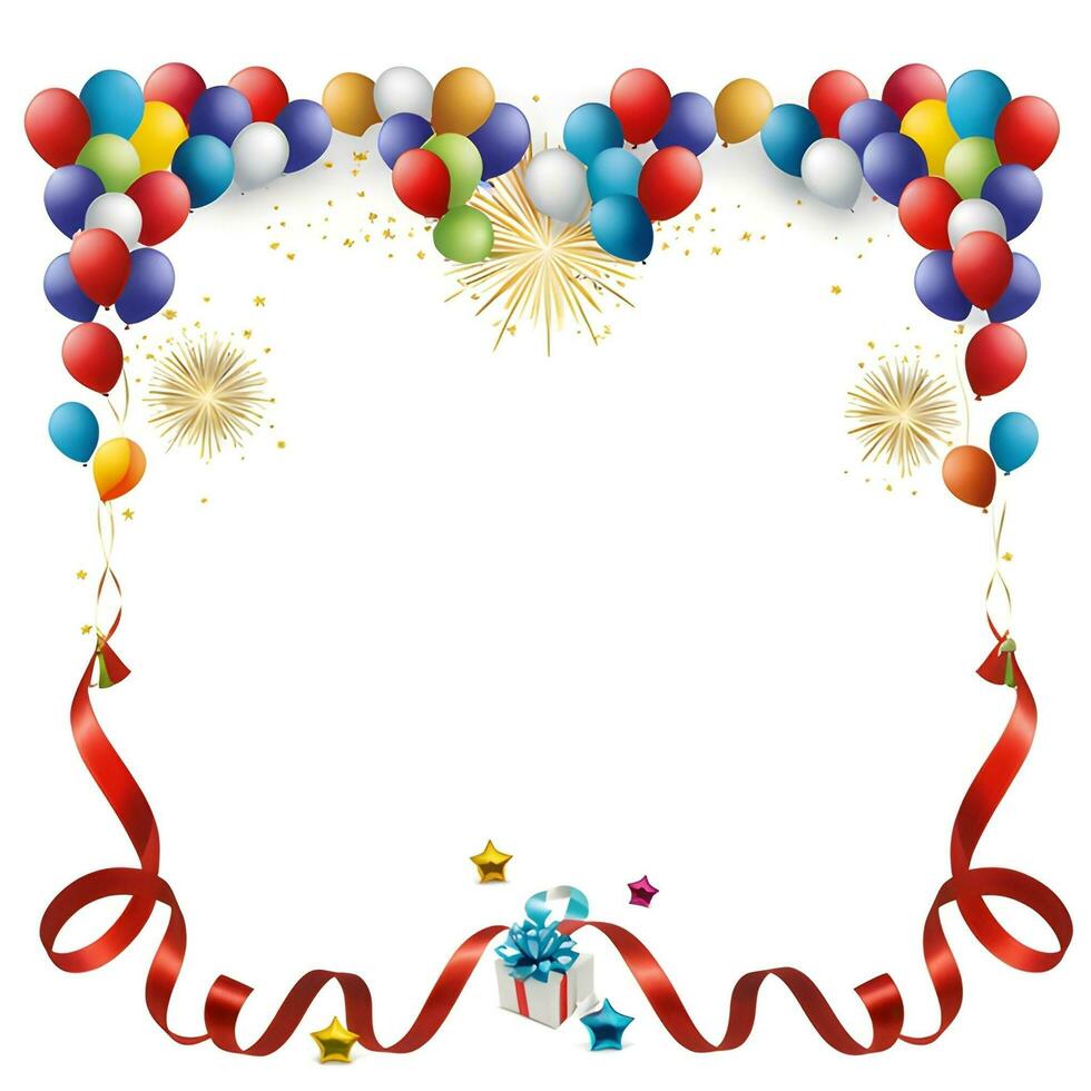 AI generated New Year Border Frame With Colorful Ballon photo