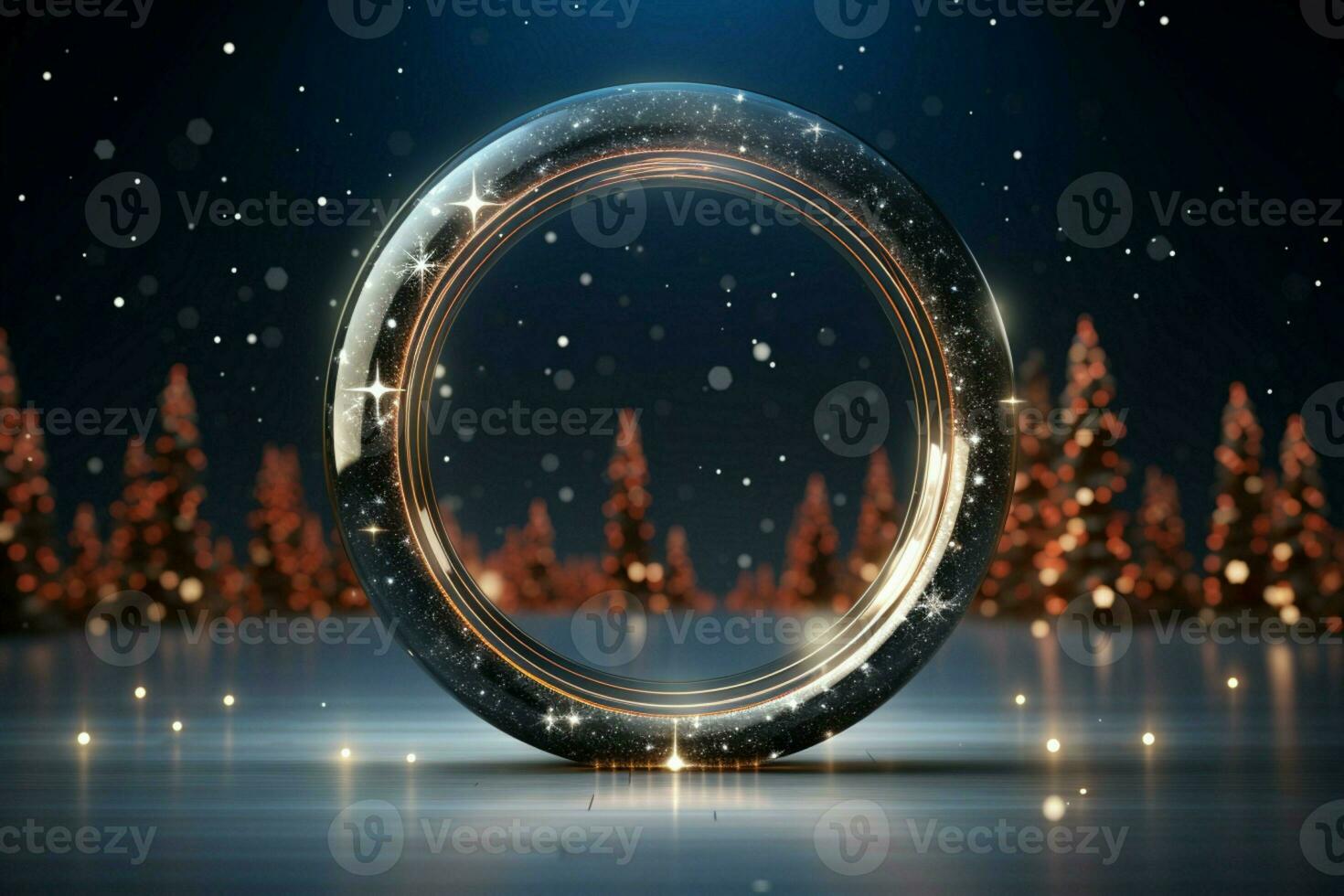 AI generated 3D circle frame a beautiful backdrop to celebrate Merry Christmas and Happy New Year AI Generated photo