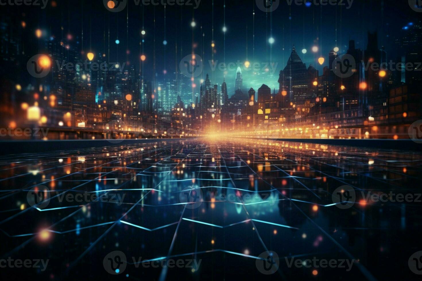 AI generated Global connectivity transformed data flow in a futuristic tech vista photo