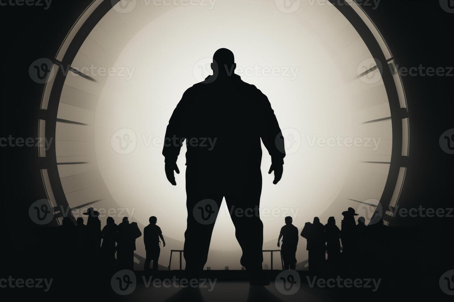 AI generated Conceptual icon silhouette portraying a heavyset, plus size man symbolically photo