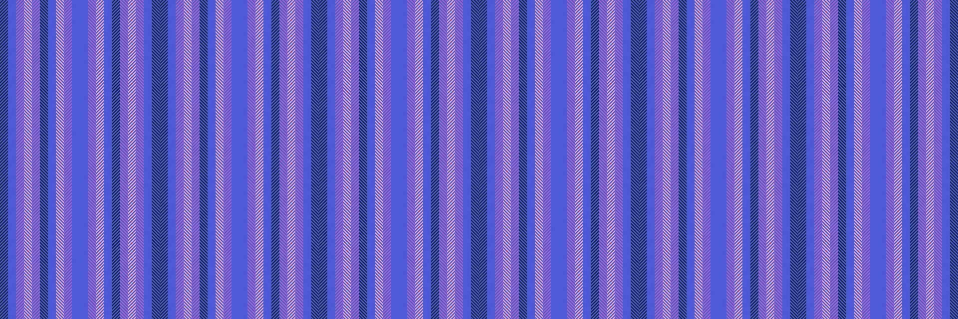 Outfit lines pattern vertical, simplicity vector texture stripe. Dining room fabric textile background seamless in blue and purple colors.