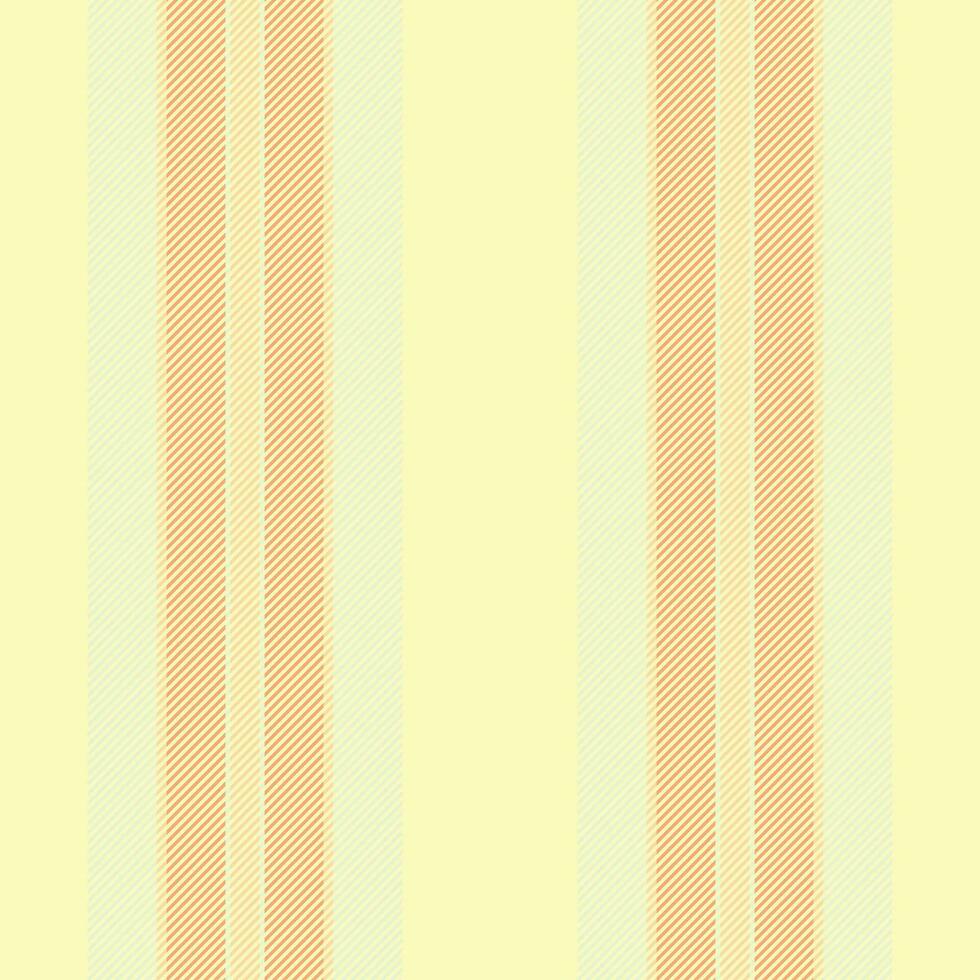 Selection lines background seamless, flow fabric texture vector. Mockup vertical stripe textile pattern in light and orange colors. vector