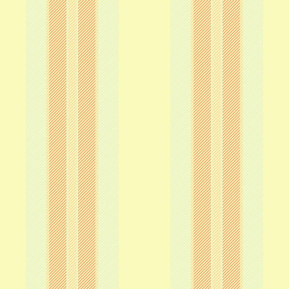 Selection lines background seamless, flow fabric texture vector. Mockup vertical stripe textile pattern in light and orange colors. vector