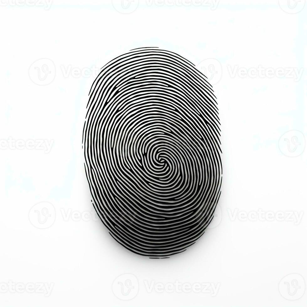 AI generated Fingerprint on White Background. Security, Code, Lock, Privacy photo