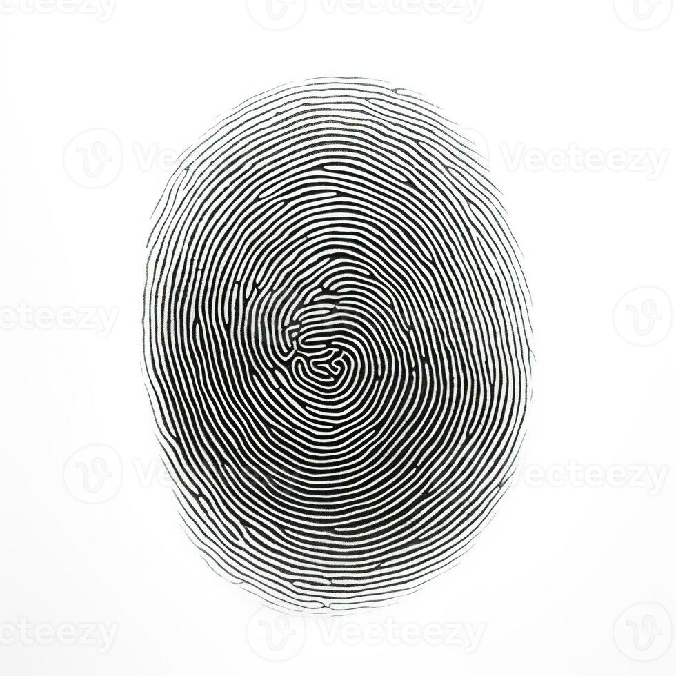 AI generated Fingerprint on White Background. Security, Code, Lock, Privacy photo