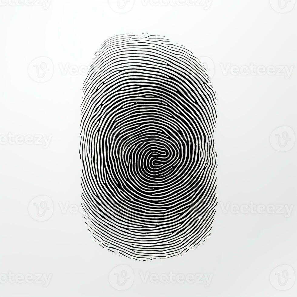 AI generated Fingerprint on White Background. Security, Code, Lock, Privacy photo