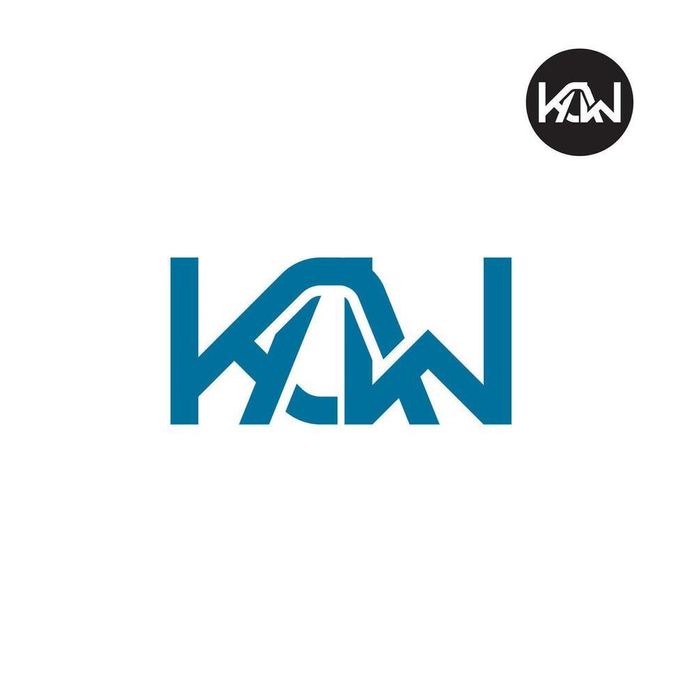 letra kaw monograma logo diseño vector