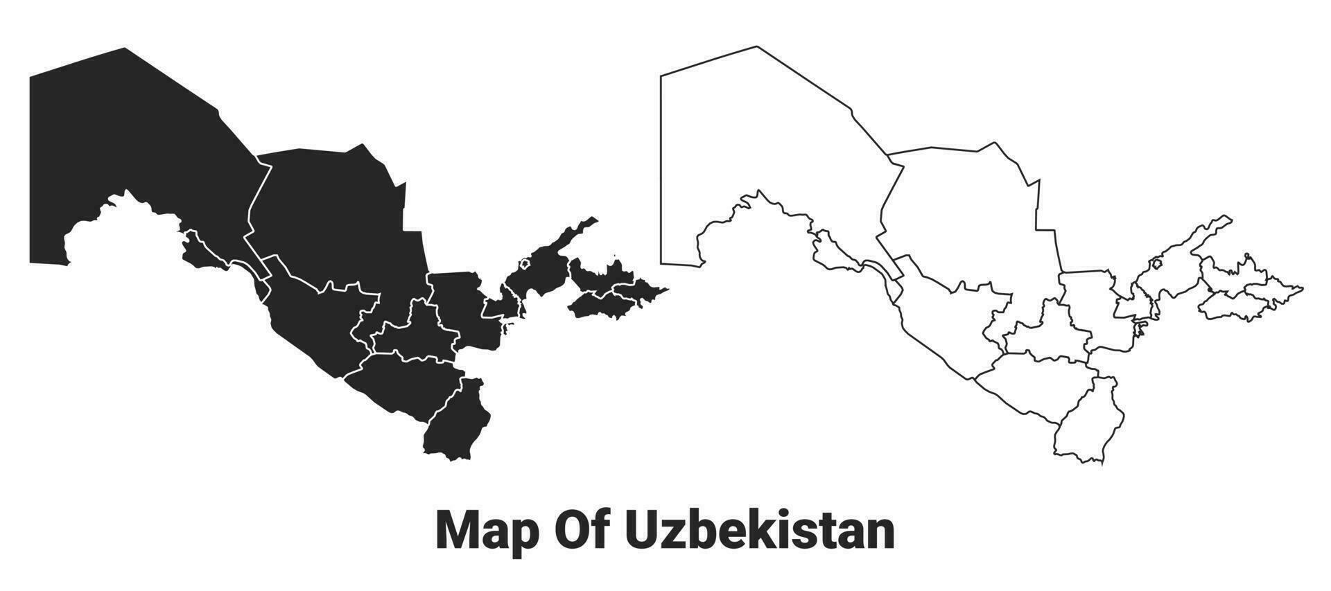 vector negro mapa de Uzbekistán país con fronteras de regiones