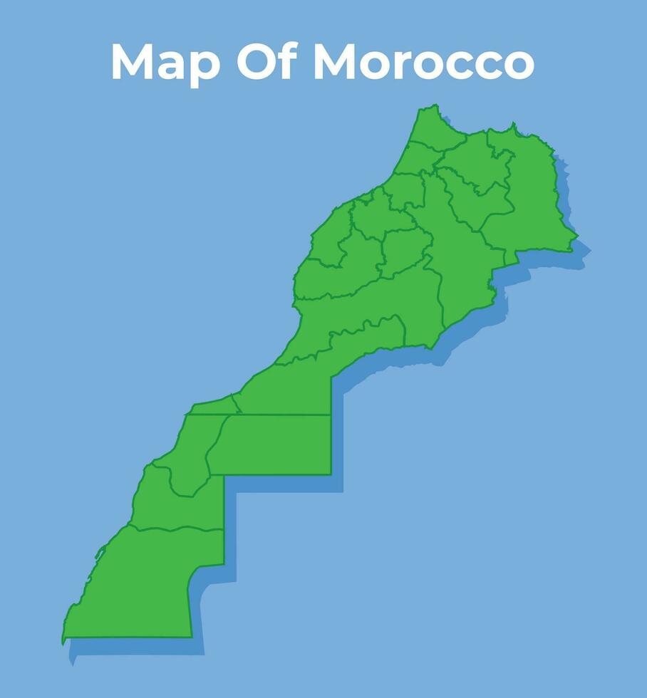 Detailed map of Morocco country in green vector illustration