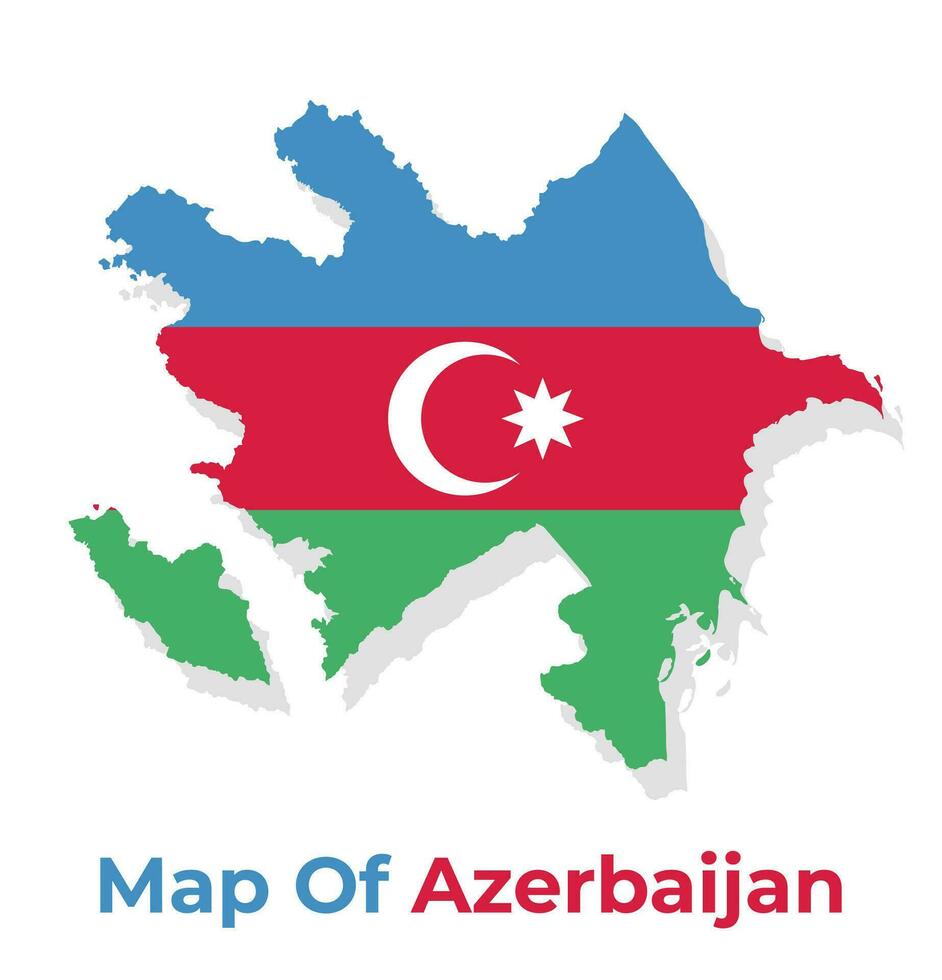 Vector map of Azerbaijan with national flag
