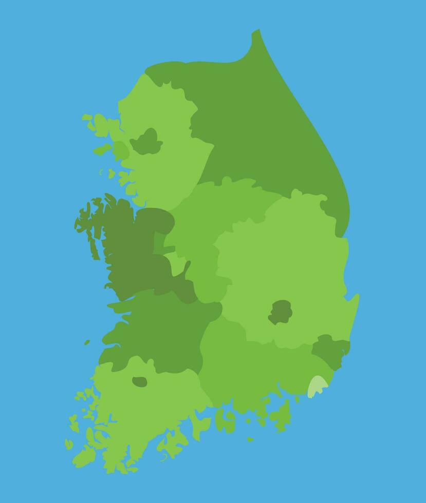 sur Corea vector mapa en escala verde con regiones