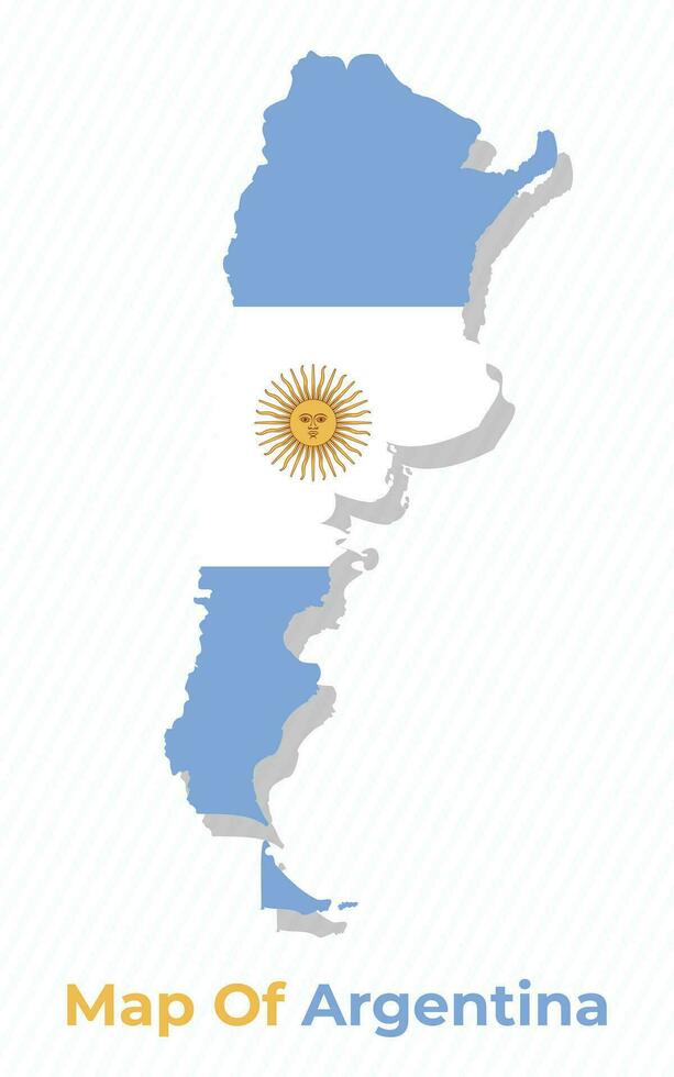 Vector map of Argentina with national flag