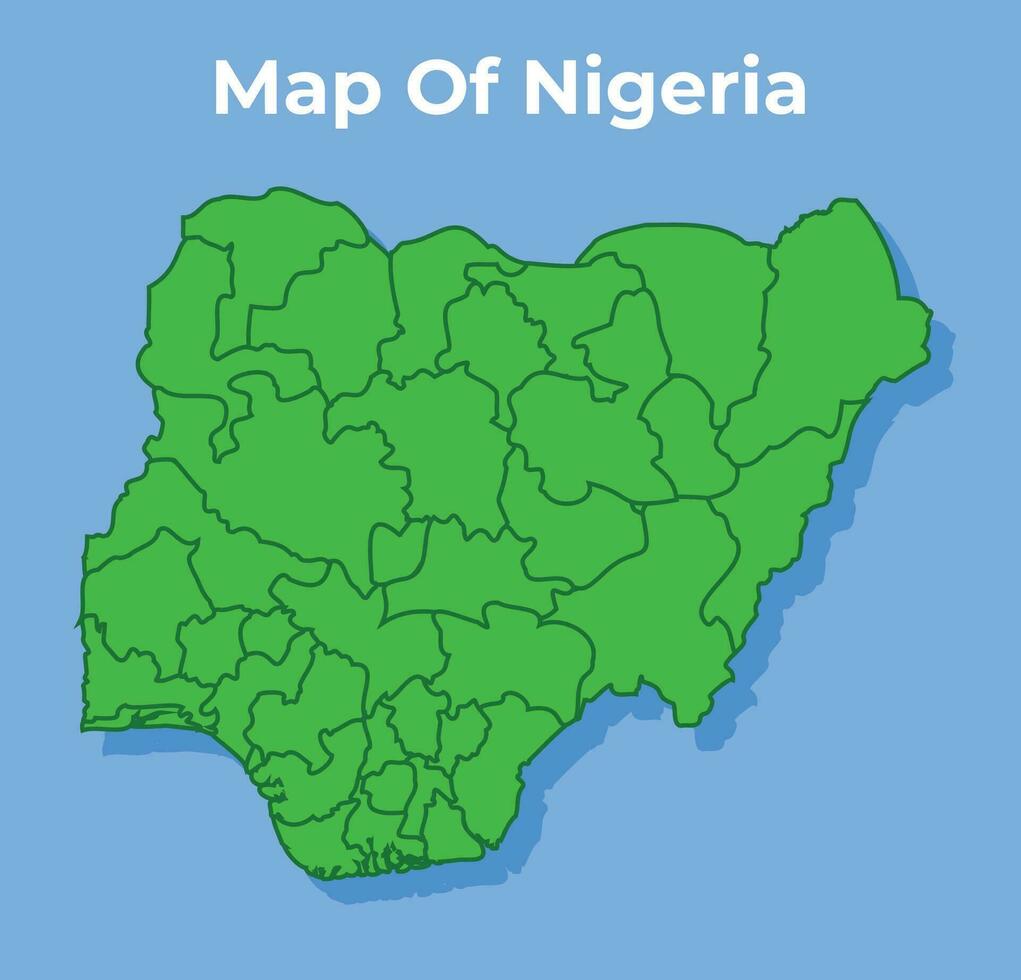 detallado mapa de Nigeria país en verde vector ilustración