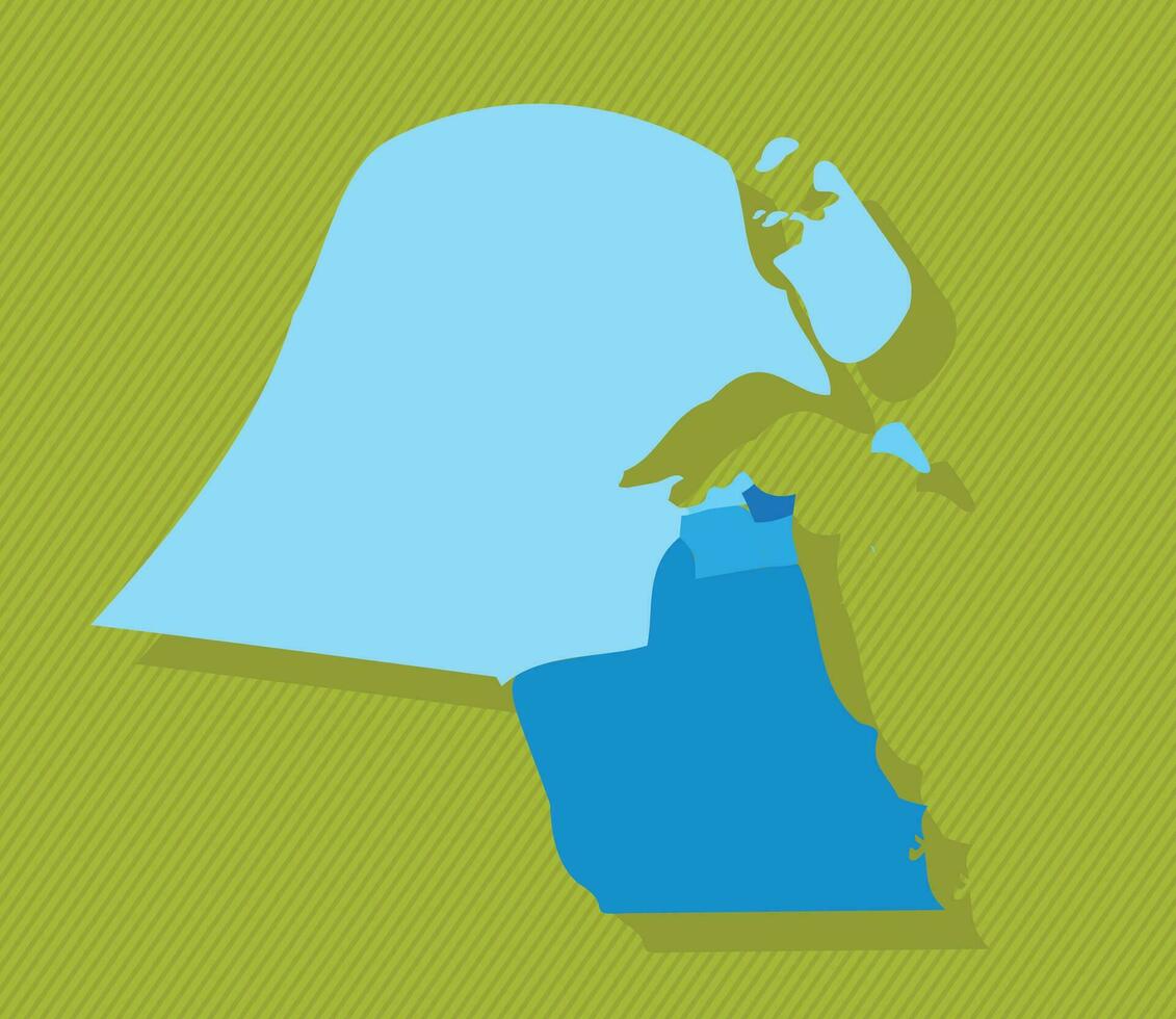 Kuwait map with regions blue political map green background vector illustration