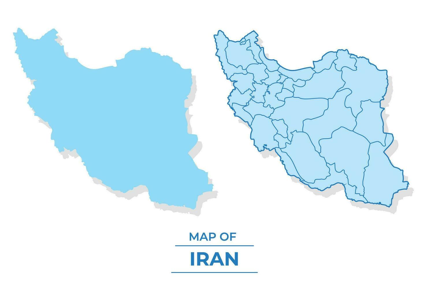 Vector Iran map set simple flat and outline style illustration