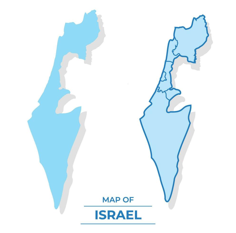 Vector Israel map set simple flat and outline style illustration