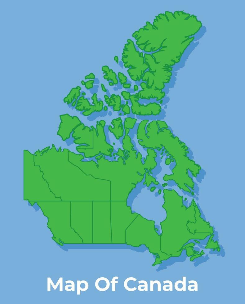 Detailed map of Canada country in green vector illustration