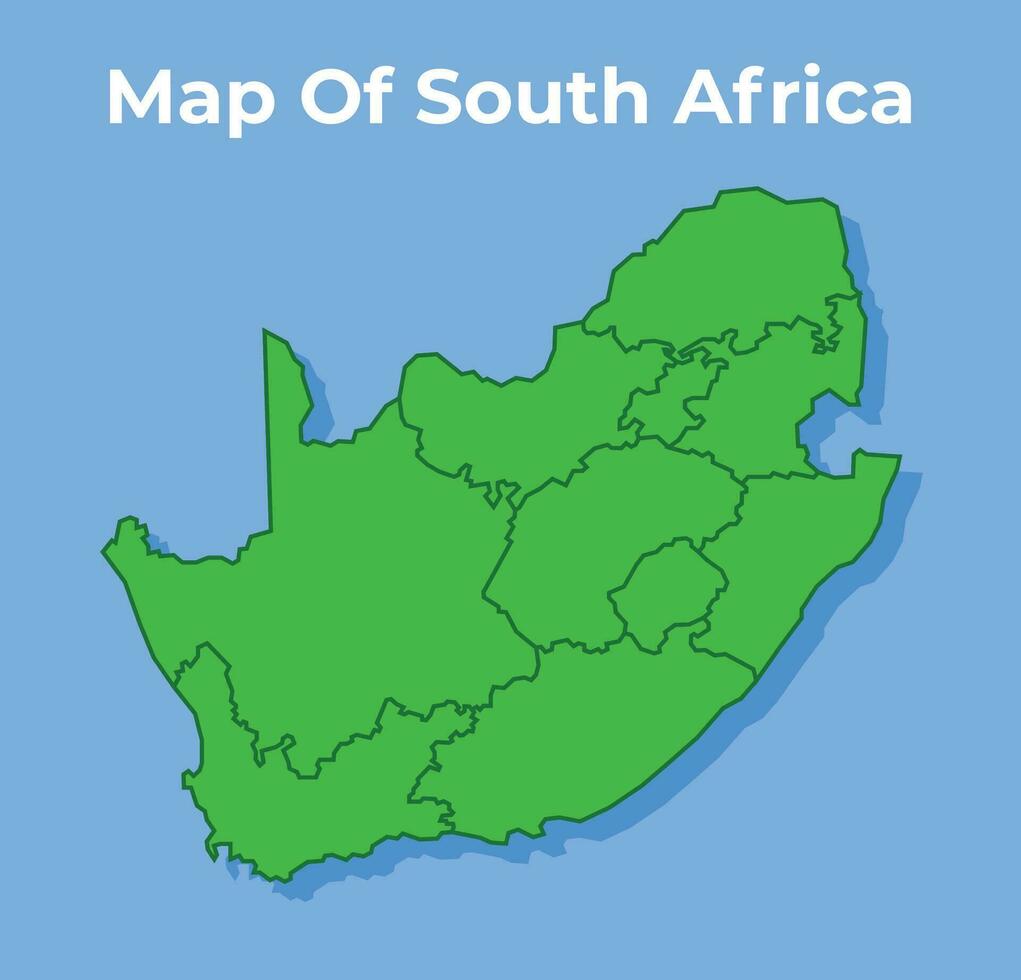 Detailed map of South Africa country in green vector illustration