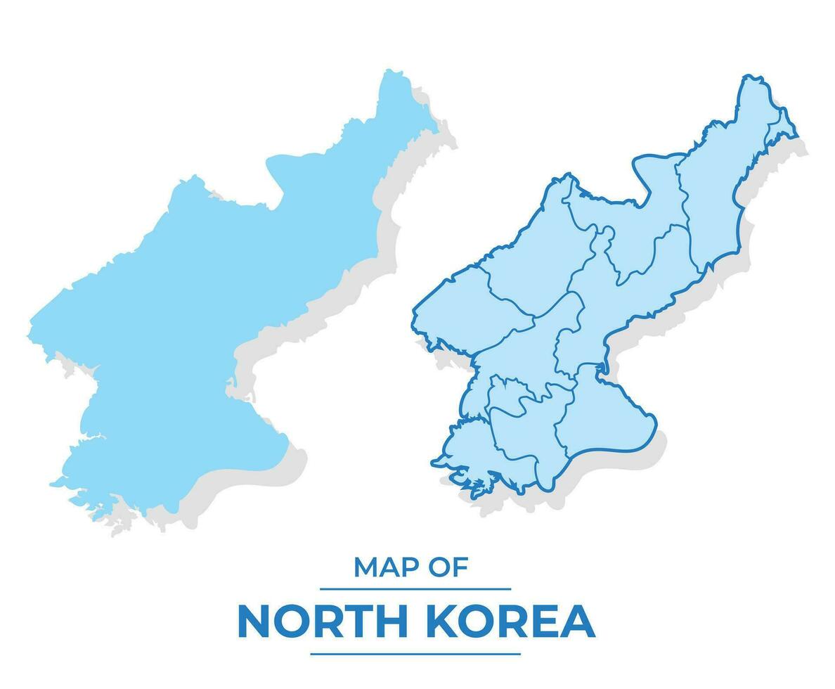 Vector North Korea map set simple flat and outline style illustration