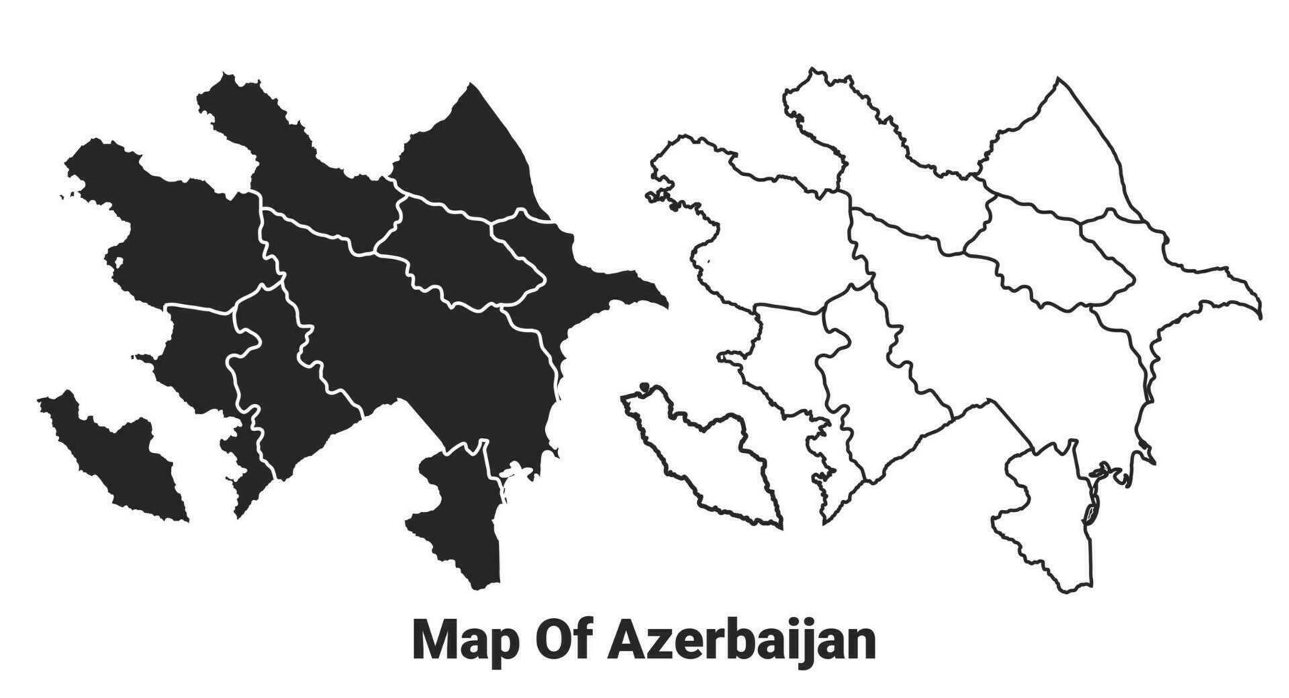 Vector Black map of Azerbaijan country with borders of regions