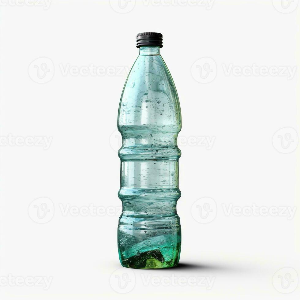 AI generated Empty Used Trash Plastic Bottle on White Background. Recycle, Trash, Rubbish photo