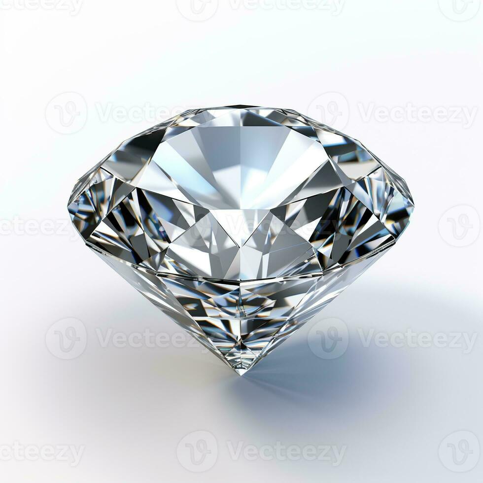 AI generated Beautiful Luxurious Detailed Diamond on White Background. Jewellery, Treasure photo