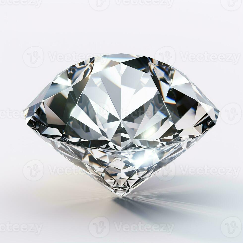 AI generated Beautiful Luxurious Detailed Diamond on White Background. Jewellery, Treasure photo