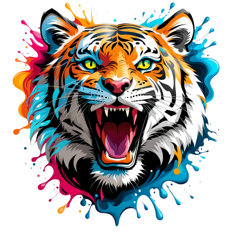 open mouth tiger head illustration png