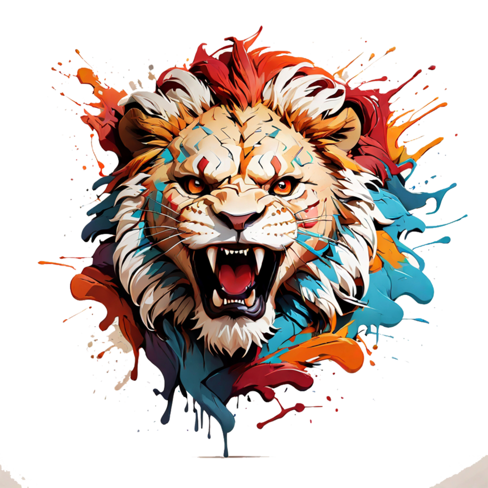 open mouth lion head illustration png