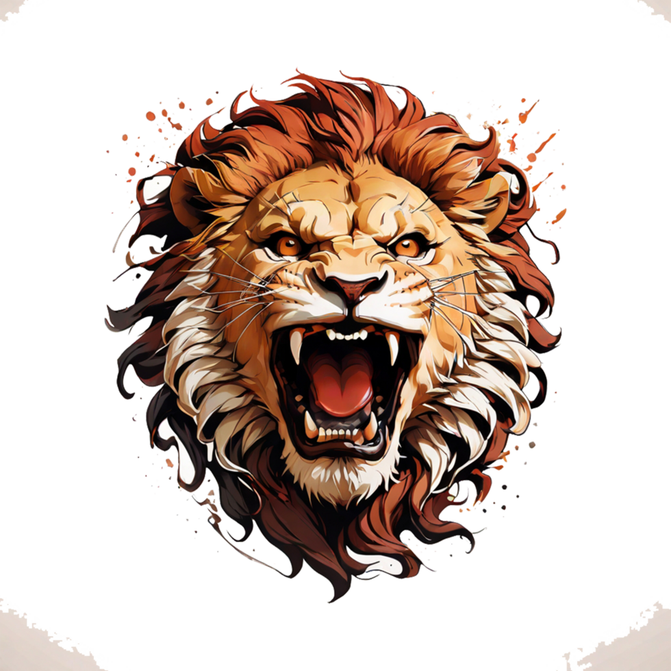 open mouth lion head illustration png