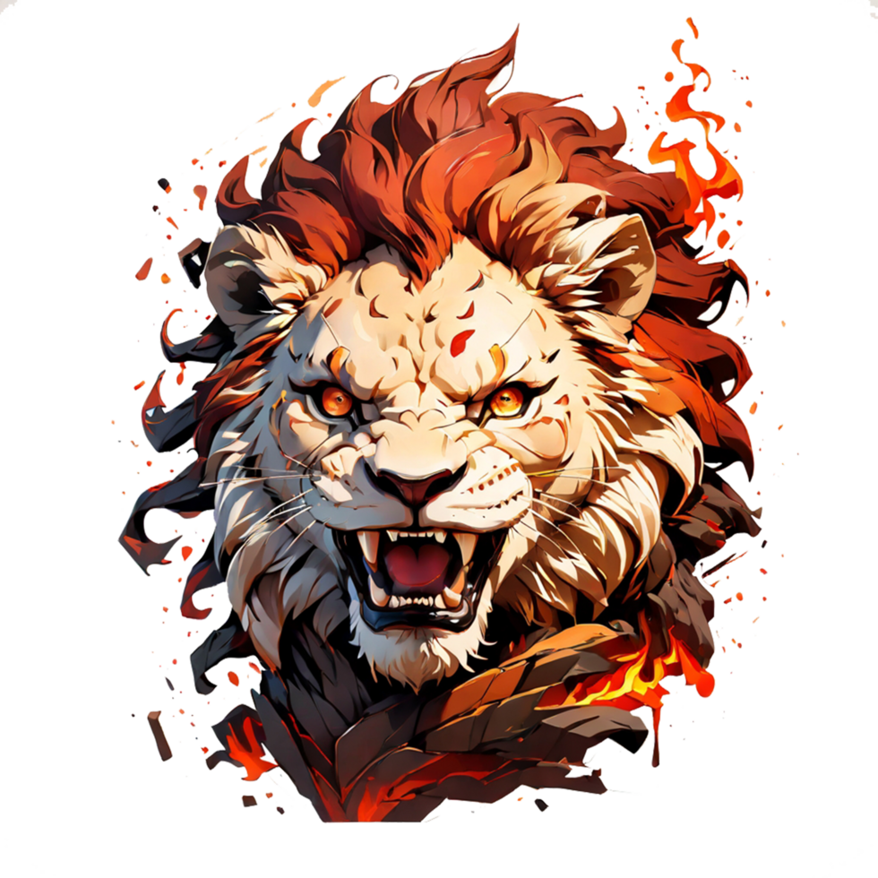 open mouth lion head illustration png