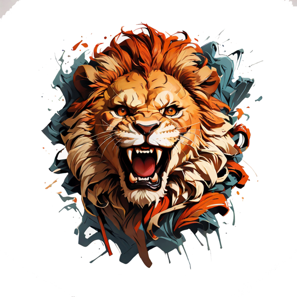 open mouth lion head illustration png