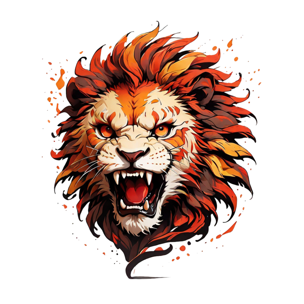open mouth lion head illustration png