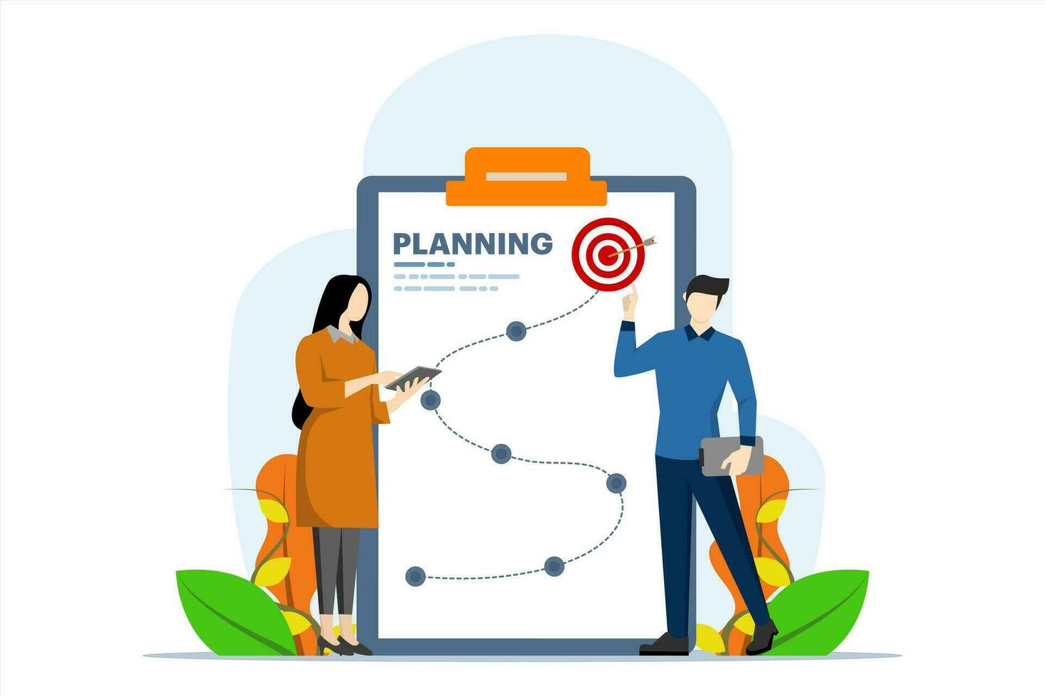 Business strategy concept, strategic planning for success. Achieve business strategy goals for winning, management or leadership. Strategic management ideas and problem solving. Vector illustration.