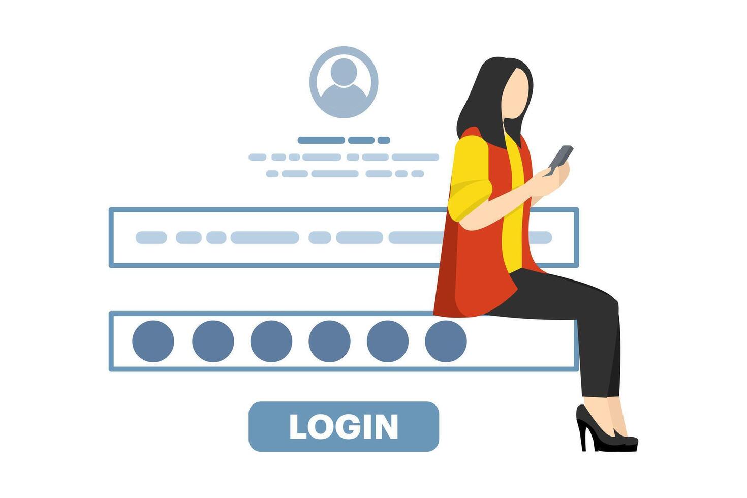 concept of online account registration and login. woman registering or