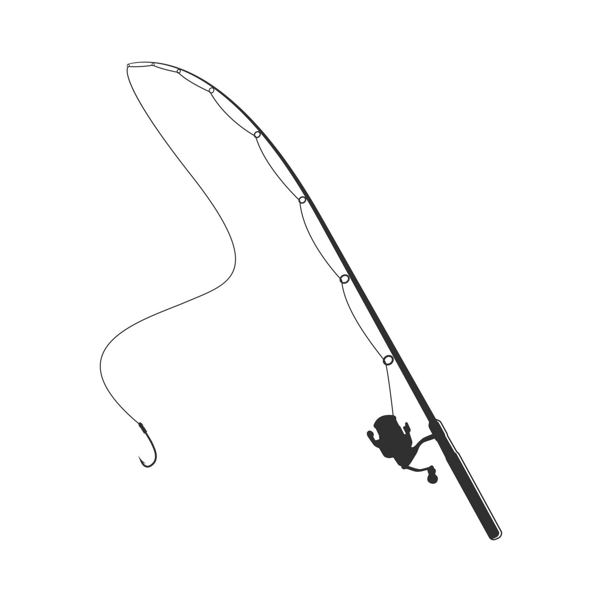 Premium Fishing Rod Vector Illustration, Professional Fishing Rod