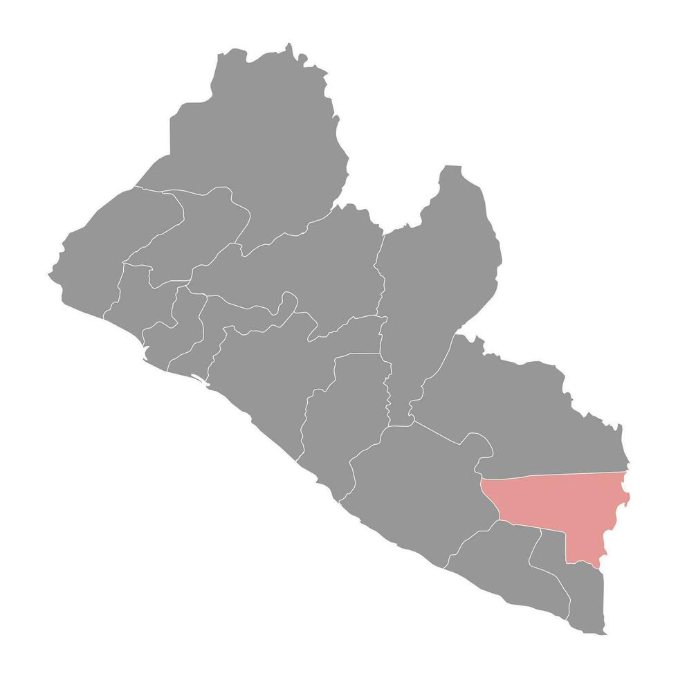 River Gee map, administrative division of Liberia. Vector illustration.