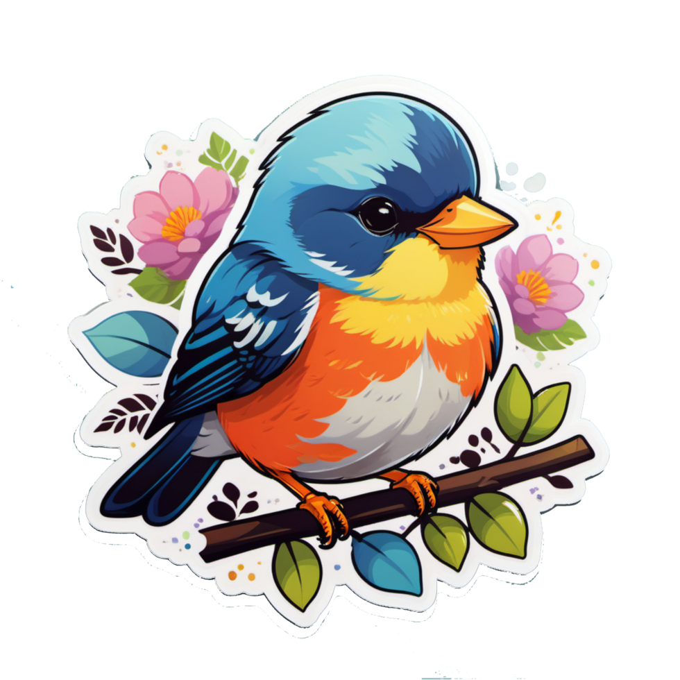 AI generated cute little bird sticker illustration png