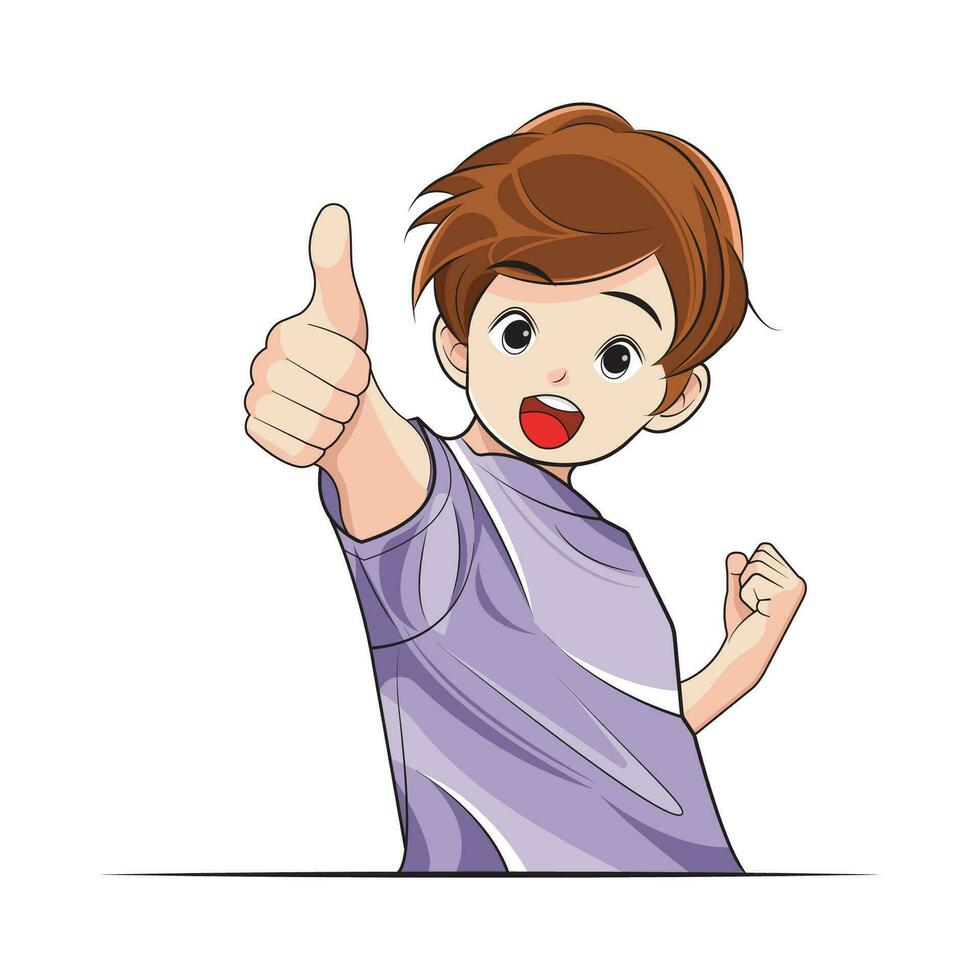 Smart kid. a boy showing thumb up. Vector illustration