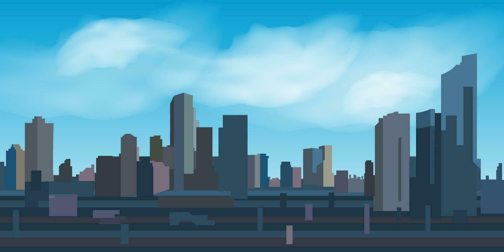 jakarta skyline skyscraper landscape vector in flat design illustration.