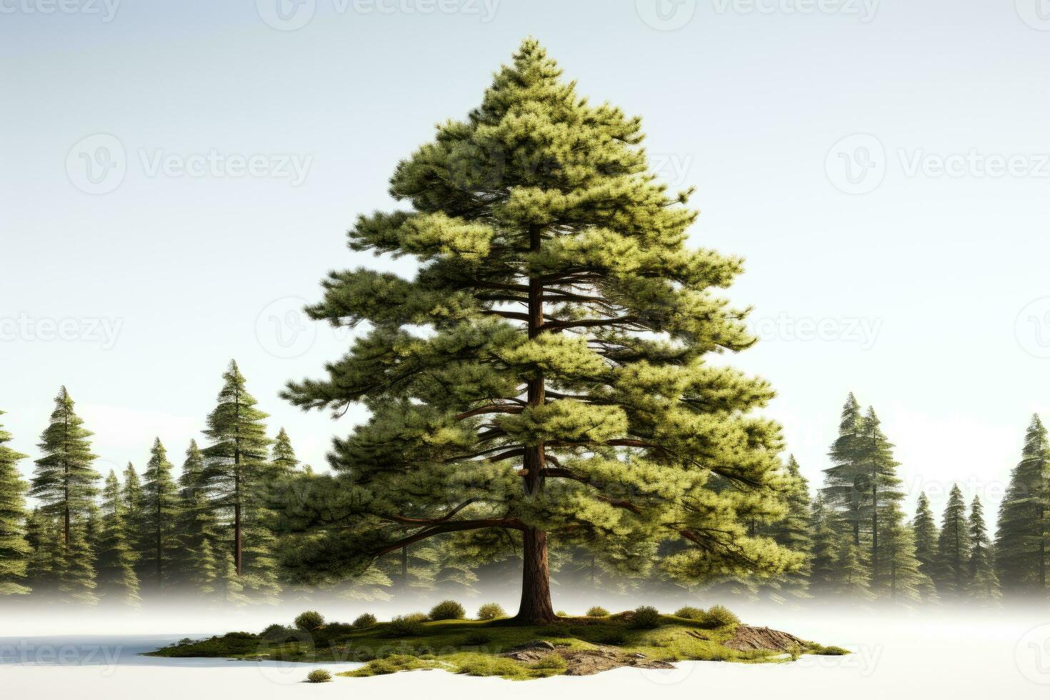 AI generated Pine trees grow big and lush professional photography photo