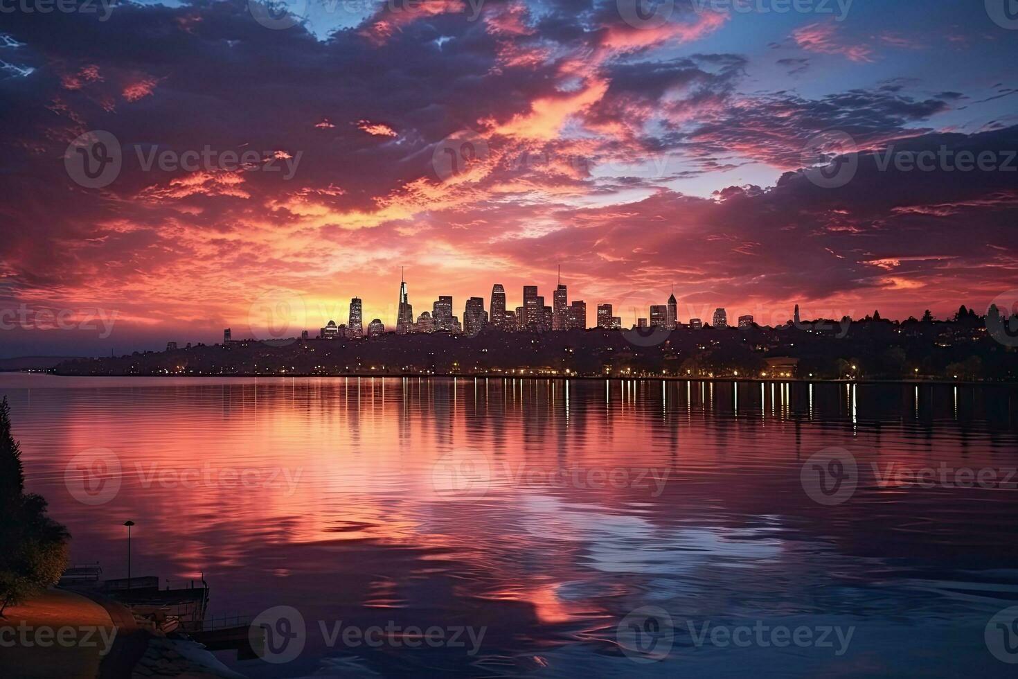 AI generated the atmosphere when the sun sets on the horizon professional photography photo